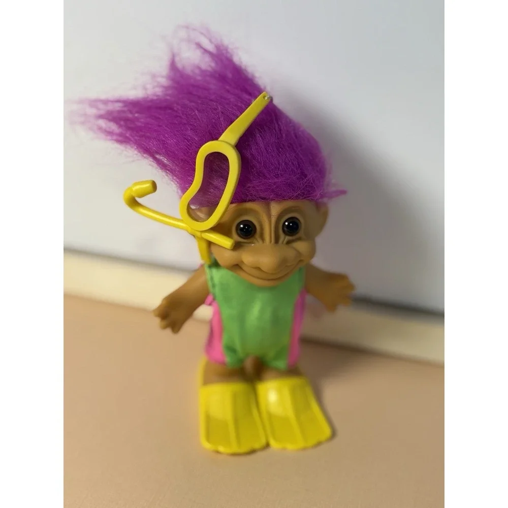 VINTAGE RUSS TROLL DOLL SNORKELER SCUBA DIVER PINK HAIR 5